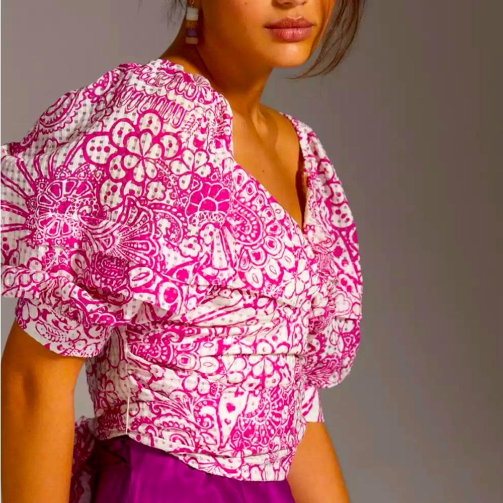 Maeve Tie-Back Printed Crop Top